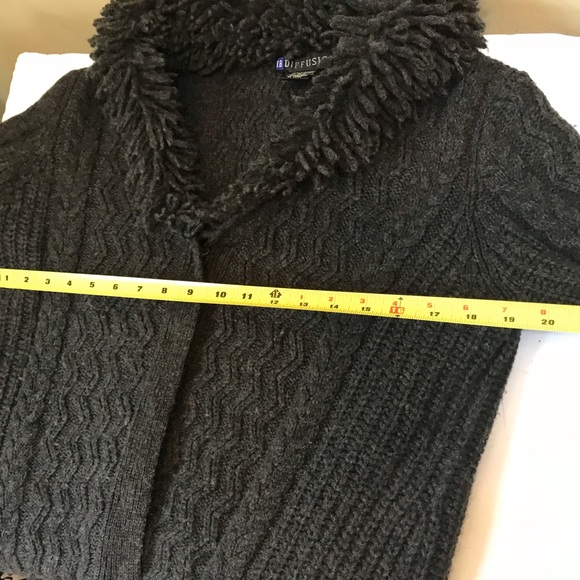 IB Diffusion Vintage 90s Cable Knit Long Sweater Coat Cardigan Wool Cozy Warm S - Picture 14 of 15